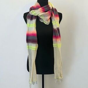 Lemlem Neon Crushed Cotton Striped Scarf